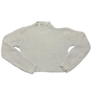 Zara Cream Midi Length Cropped Long Sleeve Top Fuzzy Texture